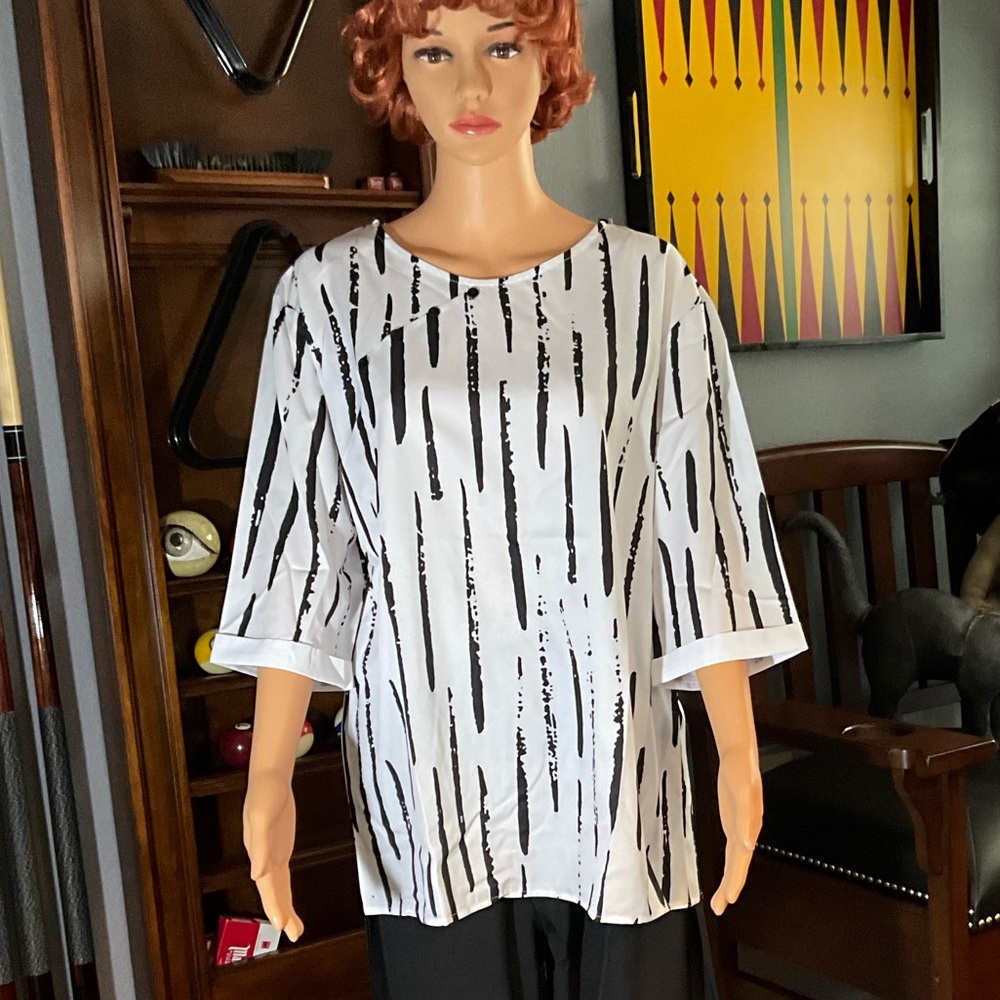 Black and white striped top